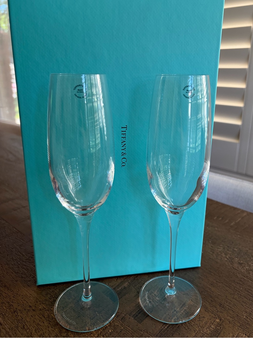Tiffany & Co. Champagne Flutes with Blue Box- set of 2